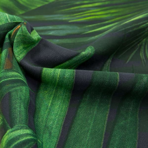 Satin sengetøj 140x200 jungleblade mørkegrøn 1527/1 med 1 pudebetræk 70x80 Satynlove 24