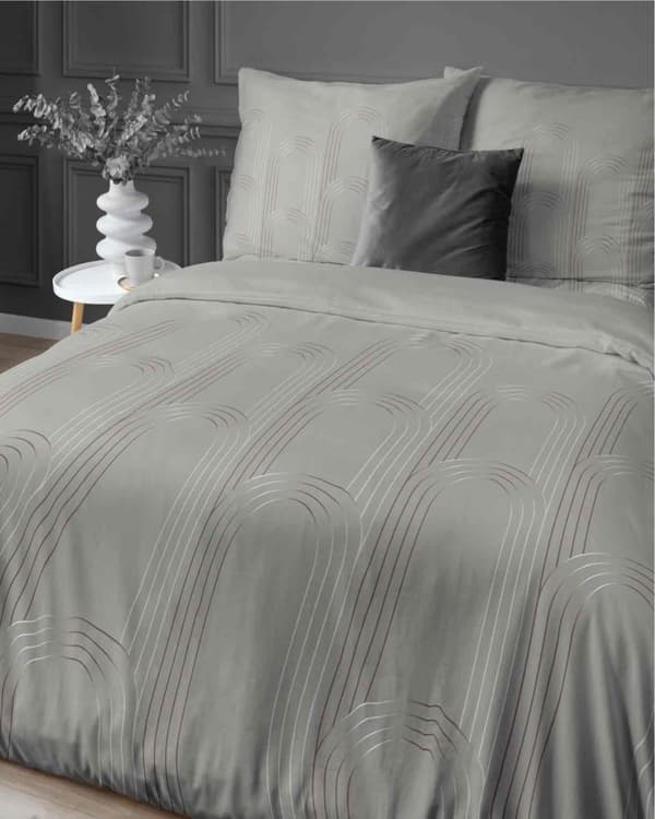 Satin sengetøj 220x200 beige geometri 4605 A Home Satin 64
