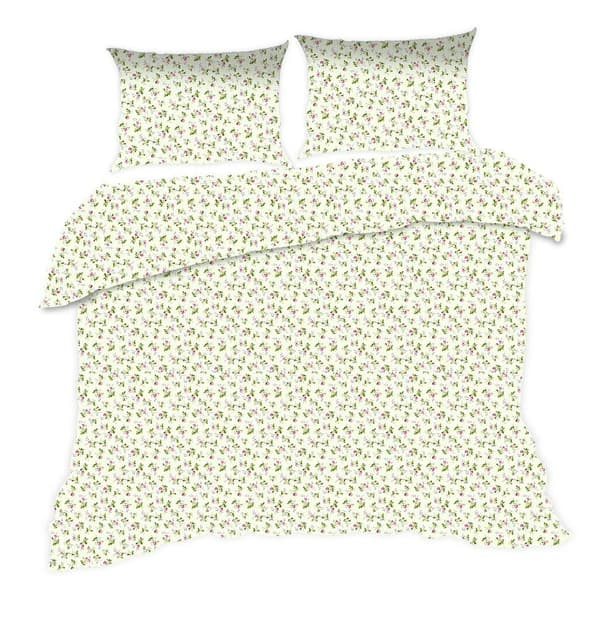 Sängkläder i bomull 160x200 1583N beige rosa blommor Classic E24