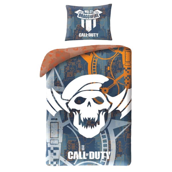 Sängkläder i bomull 140x200 Call of Duty grått örngott 70x90 + bomullspåse Barn 12