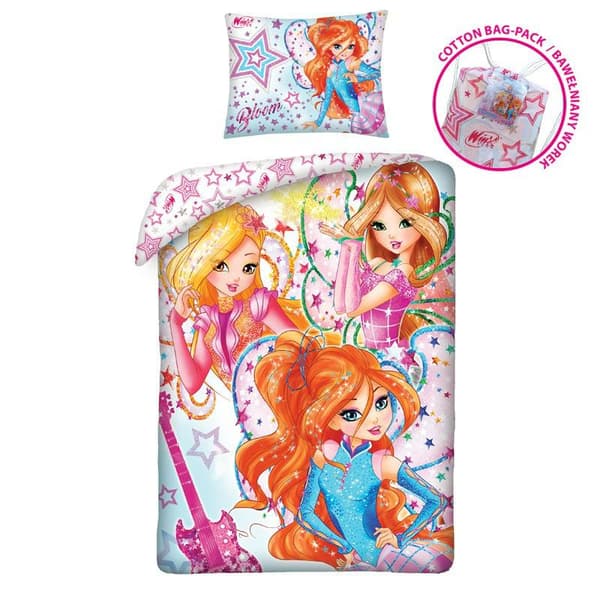 Puuvillaiset vuodevaatteet 140x200 Winx fairies tyynyliina 70x90 lapset 12 Halantex