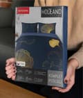 Pikkukuva 9 / 9: Puuvillaiset vuodevaatteet 160x200 laivastonsinistä kultaa ginkgo lehdet 4863 A Holland Home 73