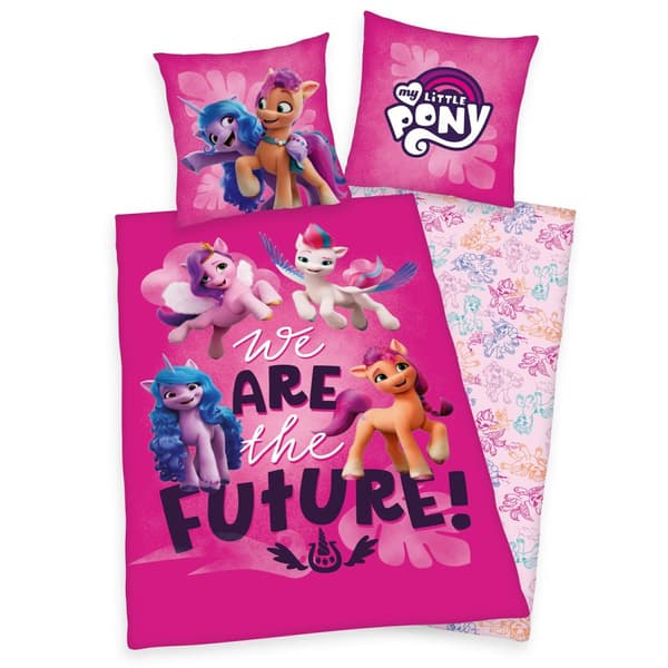 Puuvillaiset vuodevaatteet 135x200 My little Pony pinkki tyynyliina 80x80 H24