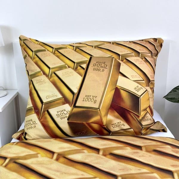 Mikrofibersängkläder 140x200 Guldstänger guld örngott 70x90