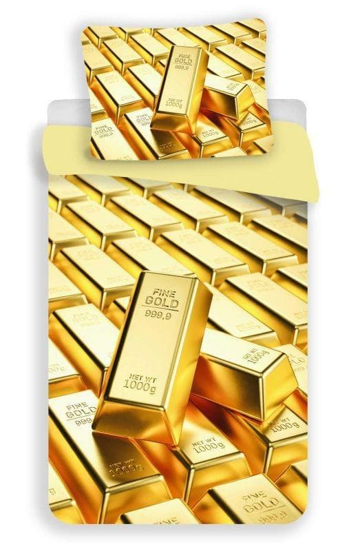 Mikrofibersängkläder 140x200 Guldstänger guld örngott 70x90