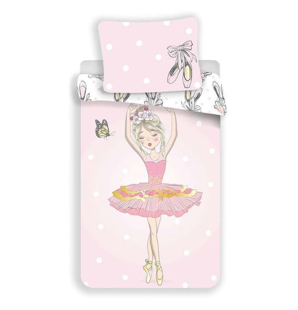 Bomuld sengetøj 140x200 ballerina 1804 ballerina pink pudebetræk 70x90