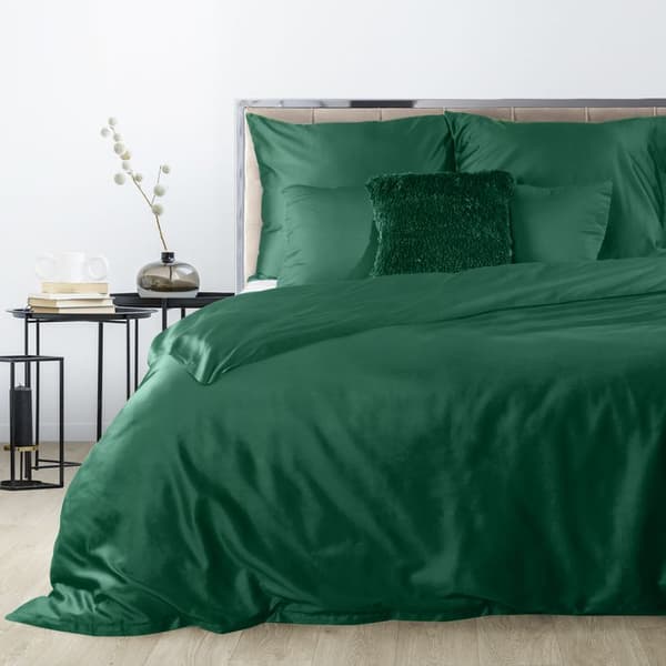 Satin sängkläder 160x200 Nova mörkgrön enfärgad Eurofirany