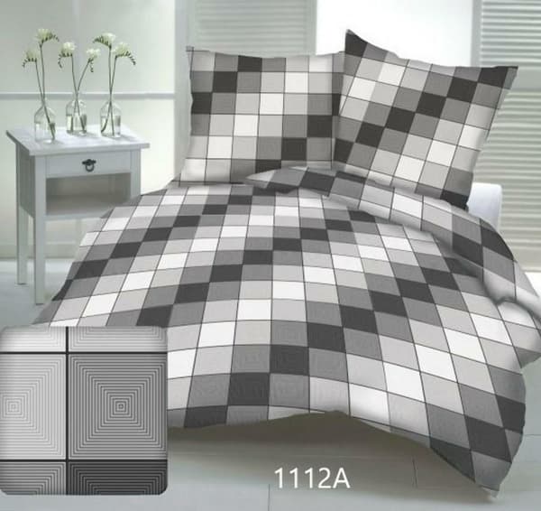 Bark sengetøj 160x200 terning gitter geometri grafitgrå 3D-1112A