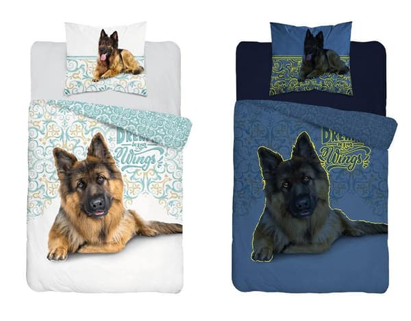 Sengetøj glød i mørket 140x200 Schæferhund 4023 A bomuld Fluo 133