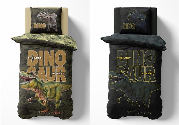 Sängkläder glöd i mörkret 160x200 dinosaurie 4030 A bomull Fluo 133