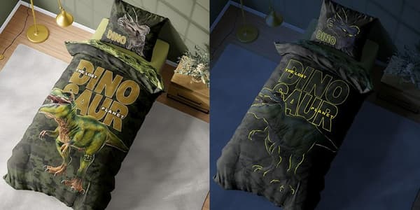 Sängkläder glöd i mörkret 160x200 dinosaurie 4030 A bomull Fluo 133