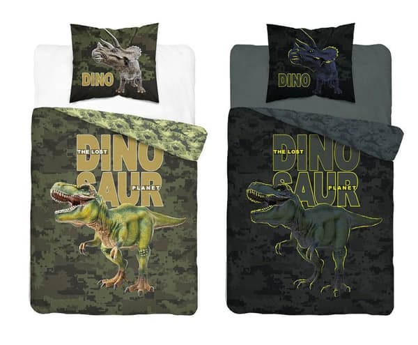 Sängkläder glöd i mörkret 160x200 dinosaurie 4030 A bomull Fluo 133