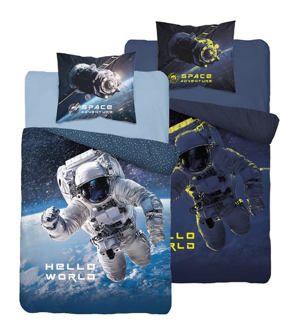 Sängkläder glöd i mörkret 160x200 astronaut 4025 A bomull Fluo 133