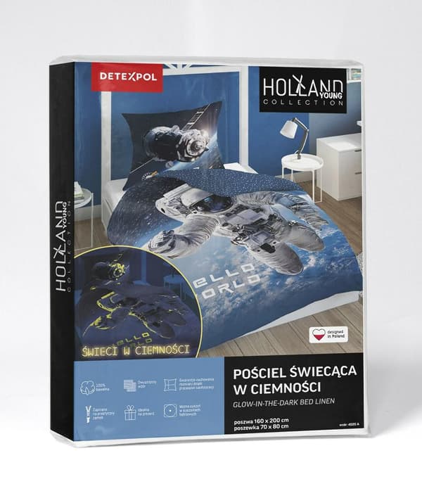 Sängkläder glöd i mörkret 160x200 astronaut 4025 A bomull Fluo 133