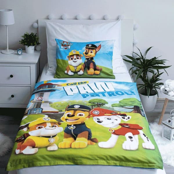 Sängkläder i bomull 100x135 Paw Patrol Paw Pieski 8671 blå team