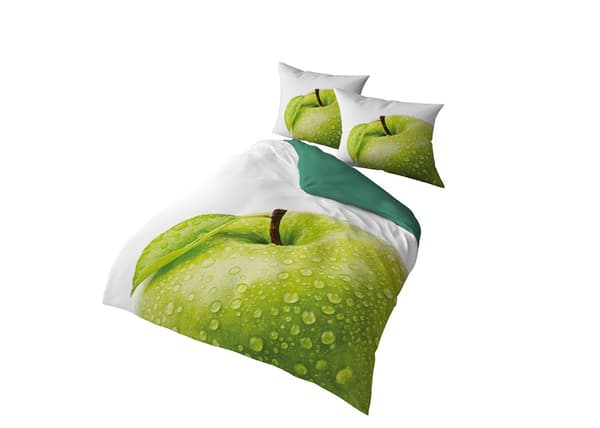 3D mikrofibersängkläder 160x200 vitt grönt äpple 4172 A micro 07