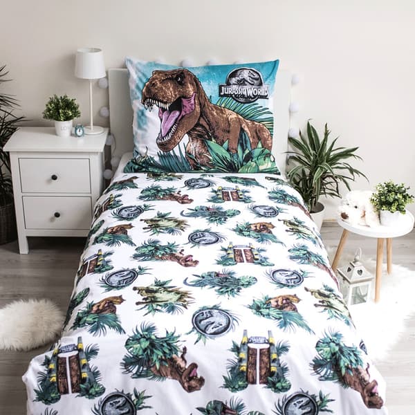 Sängkläder glöd i mörkret 140x200 Dinosaur Jurassic World Roar örngott i bomull 70x90