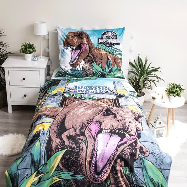 Sängkläder glöd i mörkret 140x200 Dinosaur Jurassic World Roar örngott i bomull 70x90