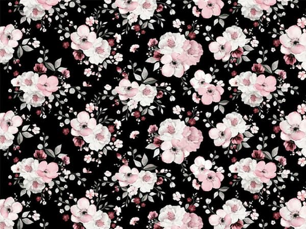 Sängkläder i bomull 140x200 blommor svart rosa 1476N Classic