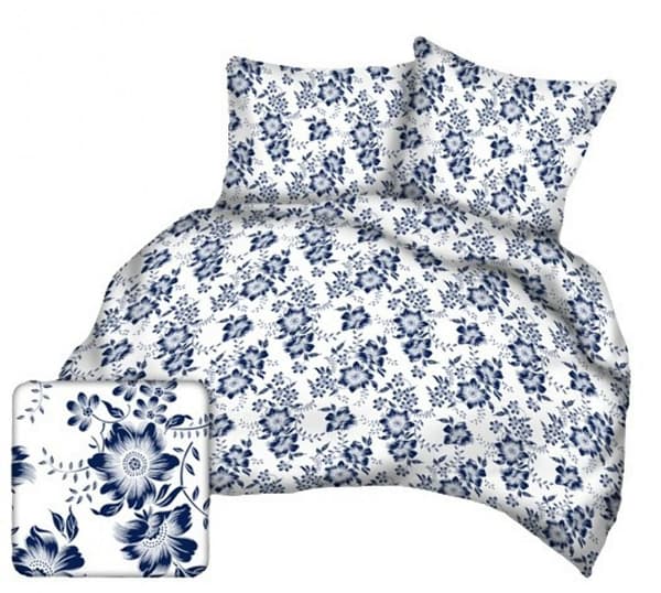 Bark sängkläder 160x200 vita marinblå blommor A1035 Kora 23