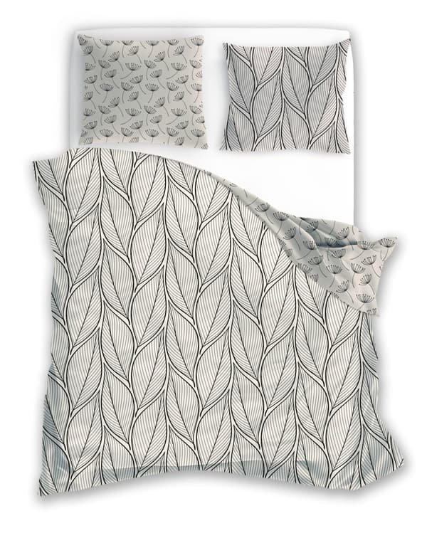 Sängkläder i bomull 160x200 Pure 04 blad maskrosor beige brun Faro