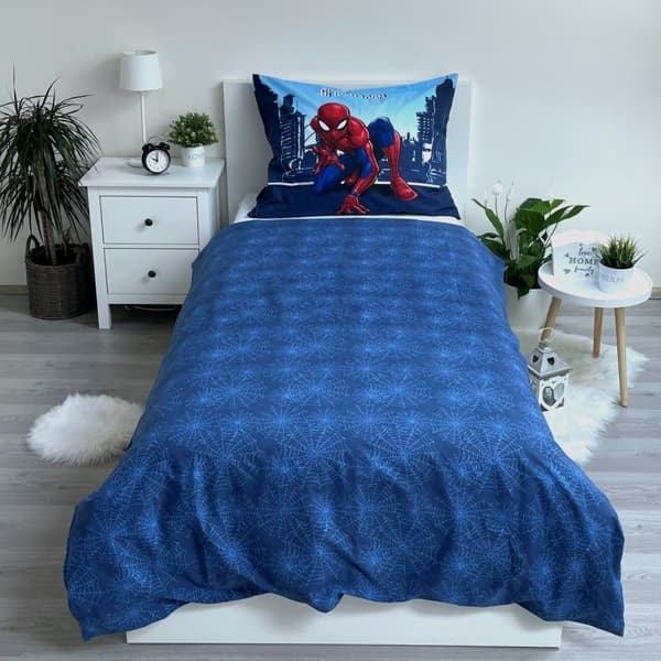 Sängkläder i bomull 140x200 Spider-man spider man blått örngott 50x70 JF 02