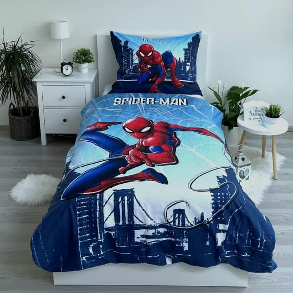 Sängkläder i bomull 140x200 Spider-man spider man blått örngott 50x70 JF 02