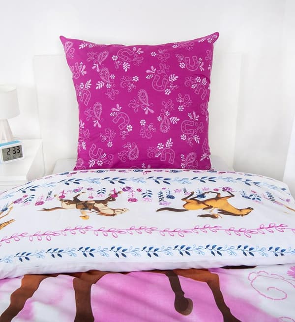 Sängkläder i bomull 140x200 Spirit Horses tjejers bästa vänner rosa örngott 70x90 H23