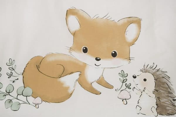 Bomuld sengetøj 100x135 Skovdyr "Forest Friends" cremet beige til børn H23