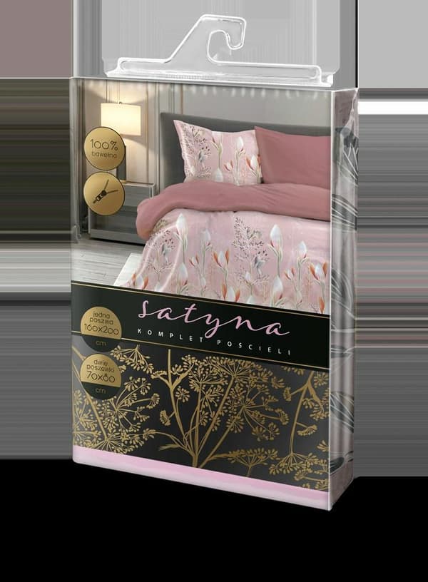 Satin sängkläder 220x200 Elegant 024 puderrosa blommor dubbelsidig S 23 Faro