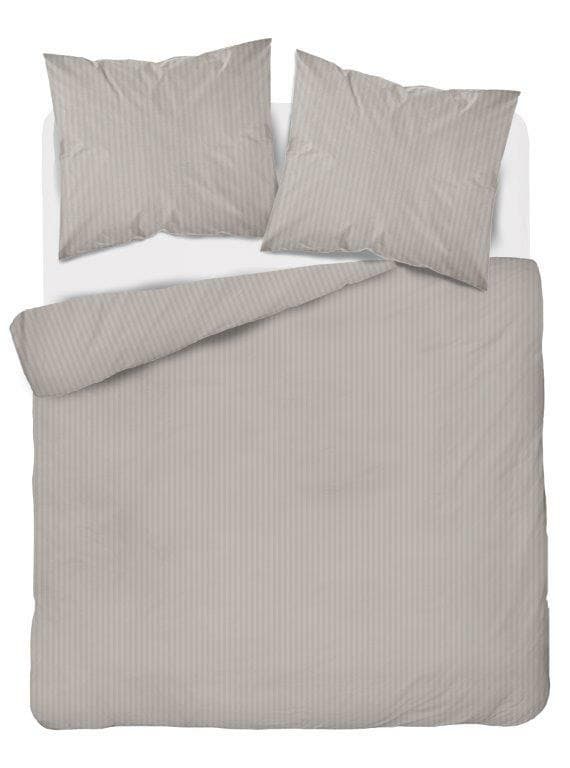 Damask sengetøj 160x200 beige, ensfarvede striber 1 cm Pure