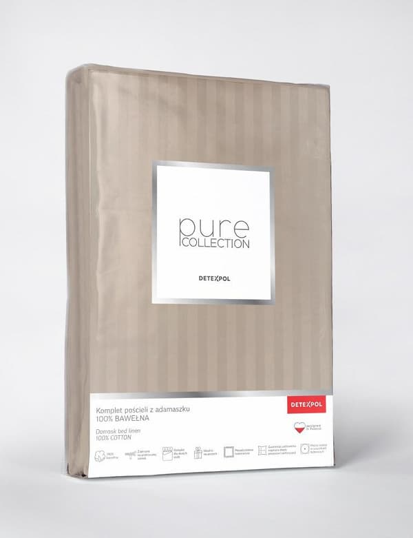 Damaskin vuodevaatteet 160x200 taupe tummanbeige yksiväriset raidat 1 cm Pure