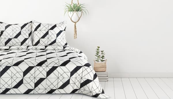 Mikrokuituvuodevaatteet 160x200 Geo 1 valkoinen musta geometrinen D91 A