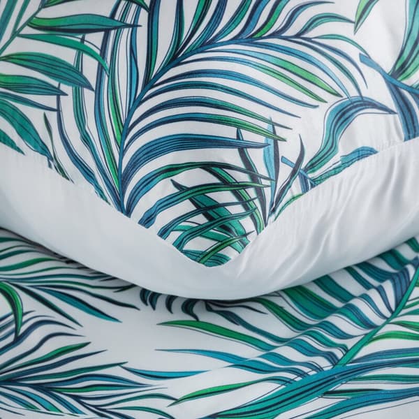 Mikrofibersängkläder 160x200 Palms 2 vita turkosa blad D91 A