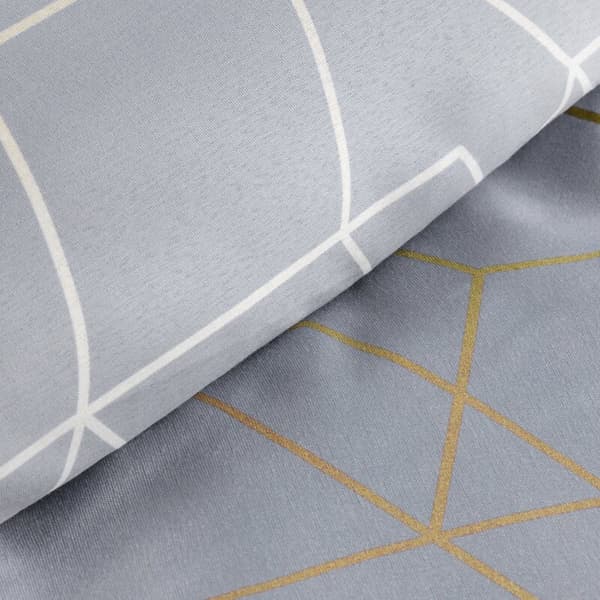 Mikrofibersängkläder 220x200 Geo 2 gråguld geometrisk D91 A