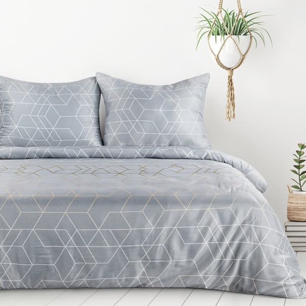 Mikrofibersängkläder 220x200 Geo 2 gråguld geometrisk D91 A