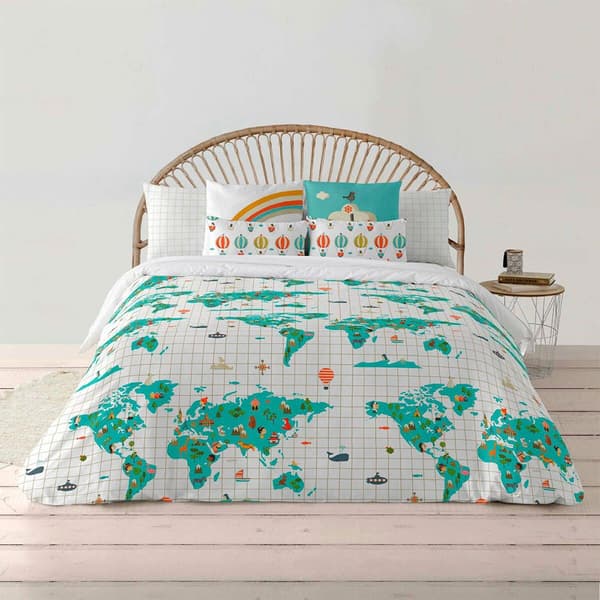 Muare Nordic Cotton Cotton Mundi Mapi Blue For Sänky 240x220 Cm