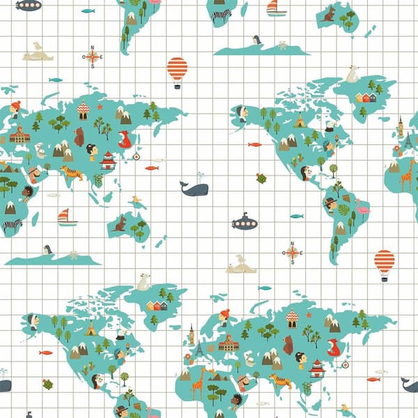 Muare Nordic Cotton Cotton Mundi Mapi Blå Kort Til Seng 140x200 Cm
