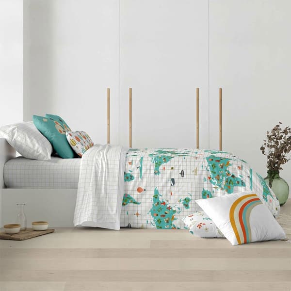 Muare Nordic Cotton Mundi Blå Karta För Säng 260x240 Cm