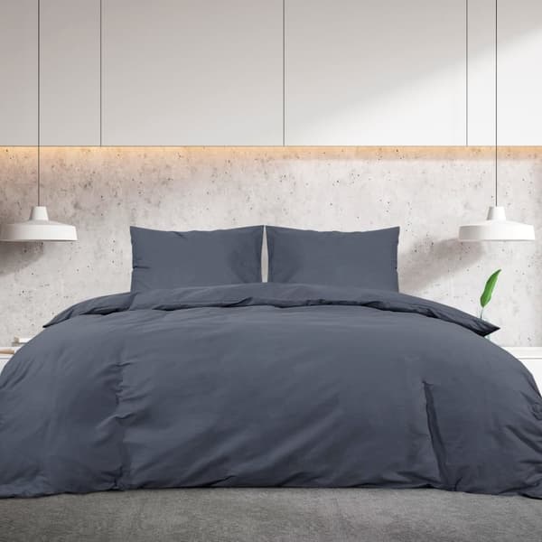 Bäddset antracit 155x220 cm bomull