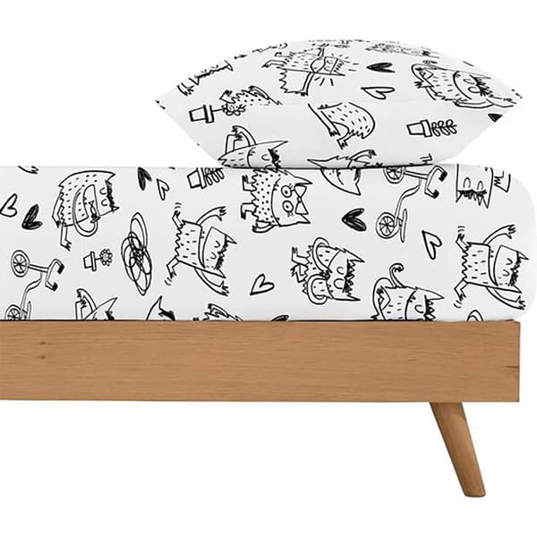 Ripshop Monstre 100 % Bomuld Fitted Lagen Til 105x Seng 200 Cm