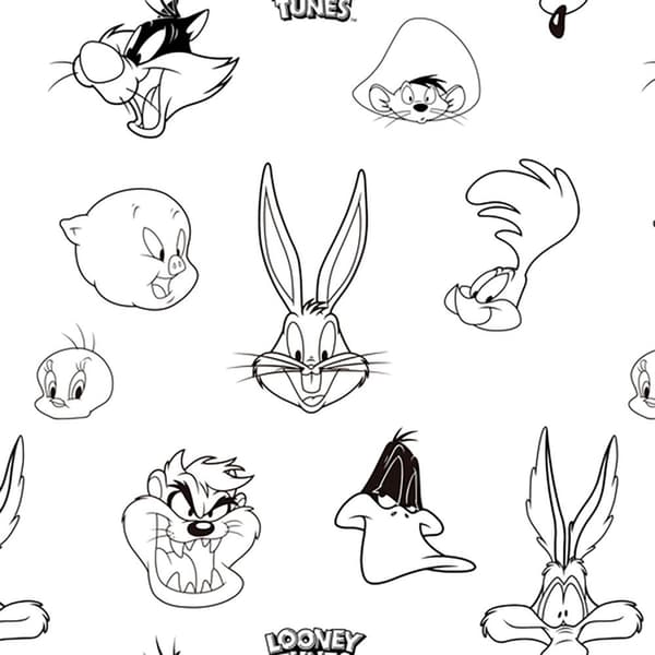Play Fabrics Dynetæppe Med Knapper Looney B&w Til 180 Seng 260x240 Cm