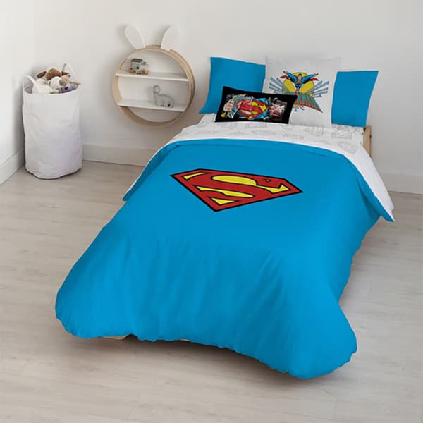 Play Fabrics Påslakan Med Knappar Superman Till Säng På 180 260x240 Cm