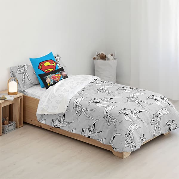 Play Fabrics Superman Dynebetræk Med Knapper Til 150/160 Seng 240x240 Cm