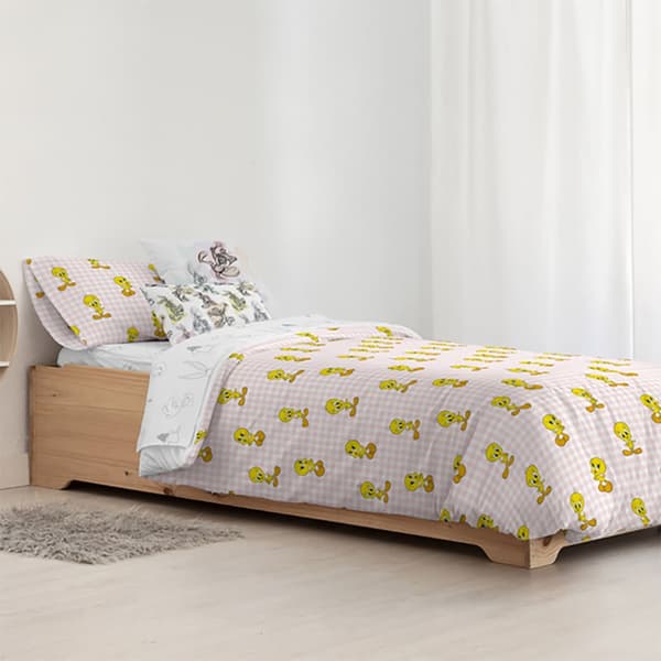 Play Fabrics Påslakan Tweety Vichy Rosa För Maxicuna 115x145 Cm