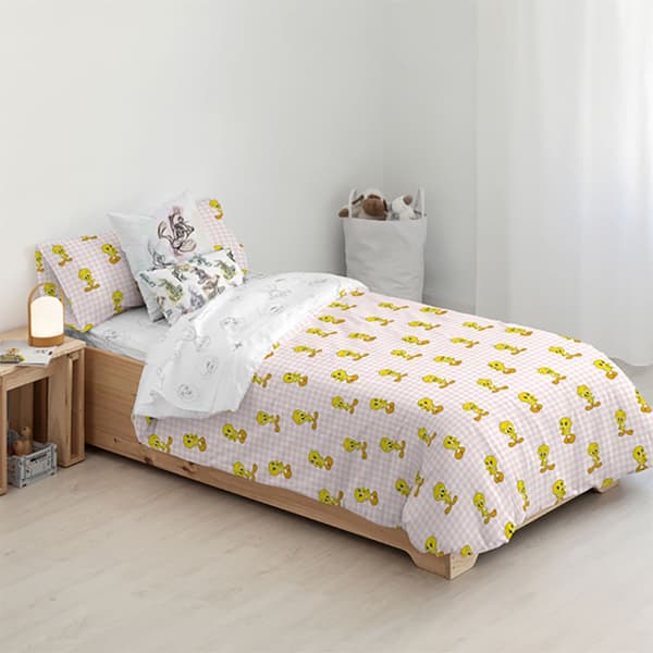 Play Fabrics Påslakan Tweety Vichy Rosa För Maxicuna 115x145 Cm