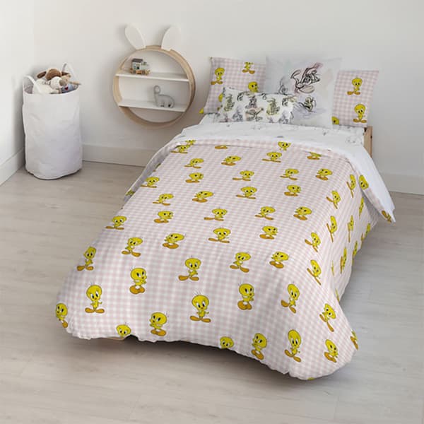 Play Fabrics Påslakan Tweety Vichy Rosa För Maxicuna 115x145 Cm