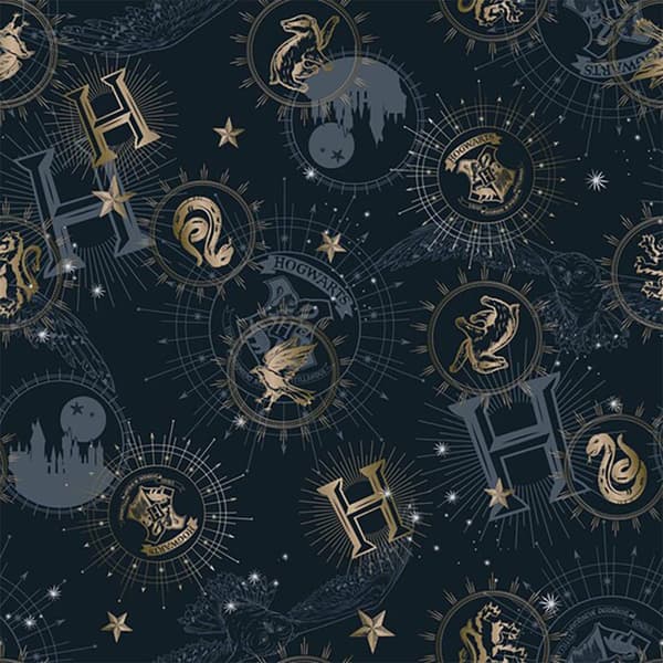 Play Fabrics Harry Potter Guldfärgat Lakanset Med Kudde Och Botten För Säng 105 Cm