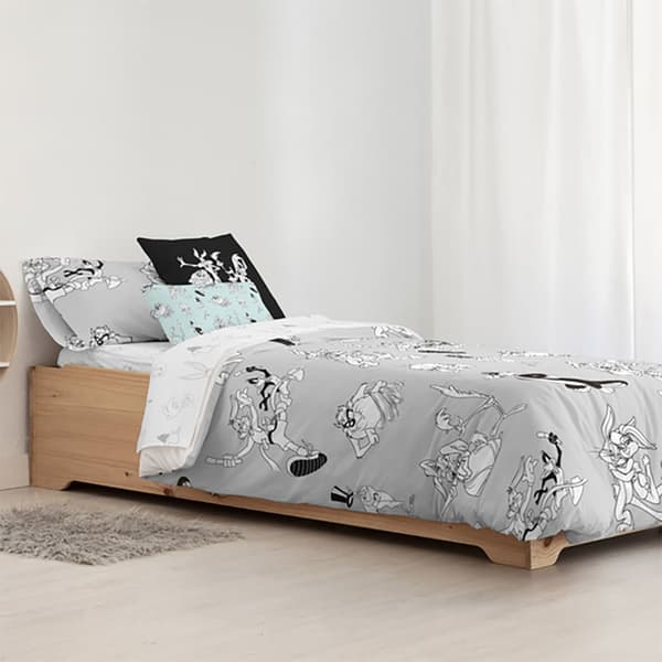 Play Fabrics Dynetæppe Looney Sort/hvid Til 135/ Seng 140x240 Cm