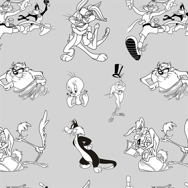 Play Fabrics Dynetæppe Looney Sort/hvid Til 135/ Seng 140x240 Cm